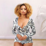 Sexy Printed Bottoned Flap Onesies Romper NIK-204