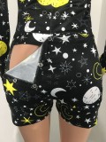 Sexy Printed Bottoned Flap Onesies Romper NIK-204