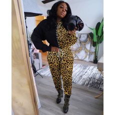Plus Size Camo Leopard Print Lace Up Two Piece Sets MTY-6350-3