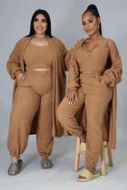 Solid Tank Tops+Long Cloack+Pants 3 Piece Sets MEM-8321