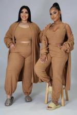 Solid Tank Tops+Long Cloack+Pants 3 Piece Sets MEM-8321