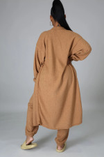 Solid Tank Tops+Long Cloack+Pants 3 Piece Sets MEM-8321