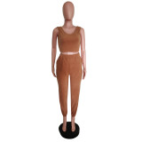 Solid Tank Tops+Long Cloack+Pants 3 Piece Sets MEM-8321