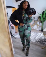 Plus Size Camo Leopard Print Lace Up Two Piece Sets MTY-6350-3