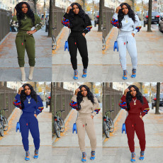 Plus Size Casual Patchwork Two Piece Pants Set ORY-5144