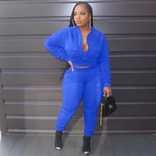 Plus Size Casual Solid Long Sleeve Two Piece Sets LP-6268