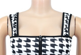 Houndstooth Print Crop Top And Pants 2 Piece Sets SFY-226