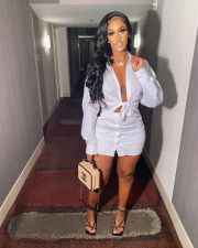 White Shirt Top And Mini Skirt Two Piece Sets WSM-5219