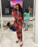 Tie Dye Print Zipper Long Sleeve Two Piece Sets FOSF-8026