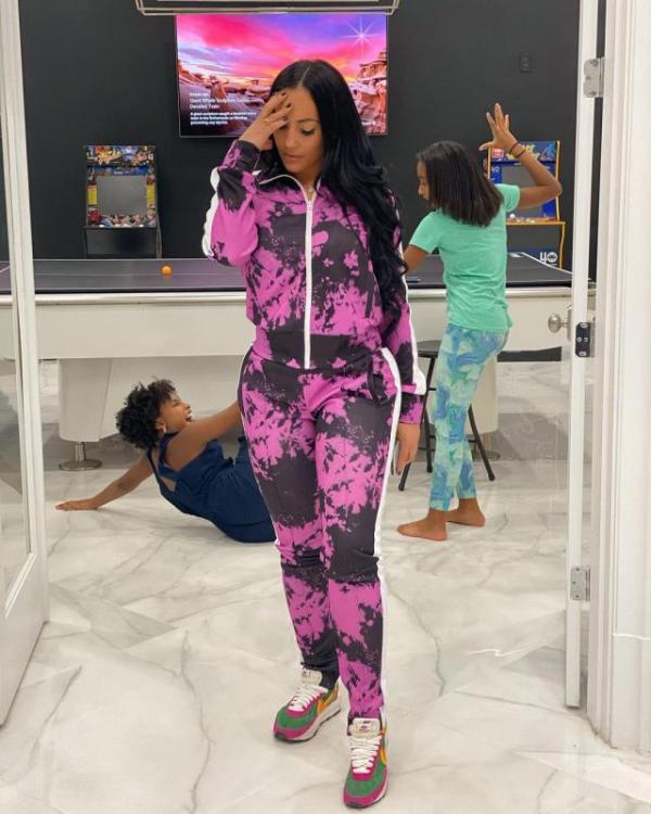 Tie Dye Print Zipper Long Sleeve Two Piece Sets FOSF-8026