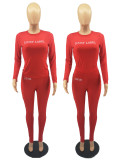 LUCKY LABEL Letter Print Long Sleeve 2 Piece Sets FOSF-8036