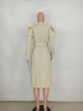 Casual Full Sleeve Double-breasted Long Trench Coat YD-8358