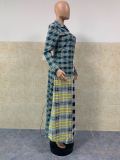 Fashion Casual Plaid Splice Lapel Long Shirts GLF-8082