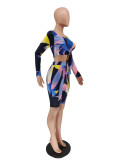 Sexy Printed Long Sleeve Two Piece Short Sets WSM-5224