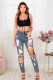 Plus Size Denim Ripped Hole Jeans Pants LX-5119