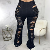 Plus Size 5XL Denim Ripped Hole Flared Jeans HSF-2397