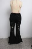 Plus Size 5XL Denim Ripped Hole Flared Jeans HSF-2397