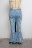 Plus Size 5XL Denim Ripped Hole Flared Jeans HSF-2397