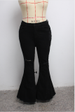 Plus Size 5XL Denim Ripped Hole Flared Jeans HSF-2397