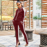 Casual Tracksuit Long Sleeve Split Pants 2 Piece Sets XMY-9206