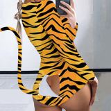 Sexy Printed Open Butt Functional Buttoned Flap Onesies MEM-8328