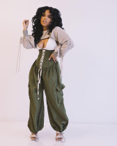 Casual High Waist Lace Up Loose Wide Leg Pants OMY-0002