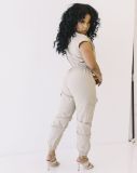 Casual Solid Sleeveless Cargo Jumpsuits OMY-0003