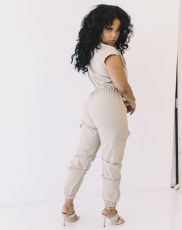 Casual Solid Sleeveless Cargo Jumpsuits OMY-0003