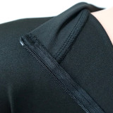 Plus Size Mesh Perspective Splice Sleeve Solid Color Slim Midi Dress NNWF-7020