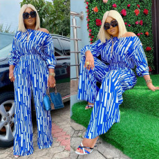  Plus Size Loose Fashion Casual Printed Long Sleeve Pants 2 Piece Set NNWF-7043
