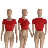 Casual Solid Short Sleeve O Neck T Shirts GLF-8123