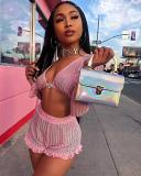 Sexy Long Sleeve Two Piece Shorts Set BN-9166
