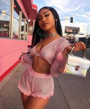 Sexy Long Sleeve Two Piece Shorts Set BN-9166
