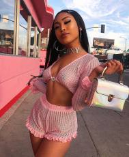 Sexy Long Sleeve Two Piece Shorts Set BN-9166