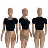 Casual Solid Short Sleeve O Neck T Shirts GLF-8123
