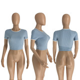 Casual Solid Short Sleeve O Neck T Shirts GLF-8123