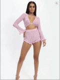 Sexy Long Sleeve Two Piece Shorts Set BN-9166