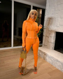 Casual Solid Long Sleeve Zipper Two Piece Sets LSD-9090