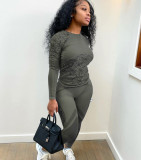Casual Printed Long Sleeve Two Piece Pants Set LSD-9062
