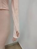 Casual Solid Long Sleeve Zipper Two Piece Sets LSD-9090