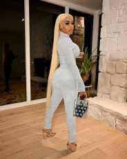 Casual Solid Long Sleeve Zipper Two Piece Sets LSD-9090