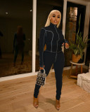 Casual Solid Long Sleeve Zipper Two Piece Sets LSD-9090
