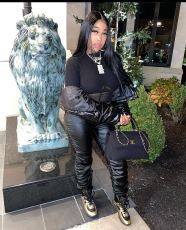Black PU Leather Stacked Pants LSD-9084