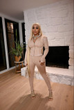 Casual Solid Long Sleeve Zipper Two Piece Sets LSD-9090