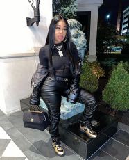 Black PU Leather Stacked Pants LSD-9084