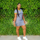 Casual Striped V Neck Short Sleeve Mini Dress LSD-8877