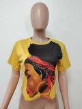 Character Printed Short Sleeve O Neck T-Shirt Tops LSD-8309
