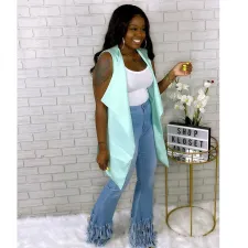 Plus Size Denim Tassel Jeans LSD-8679