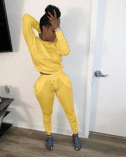 Plus Size Solid Long Sleeve Stacked Pants 2 Piece Sets LSD-8737