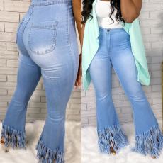 Plus Size Denim Tassel Jeans LSD-8679